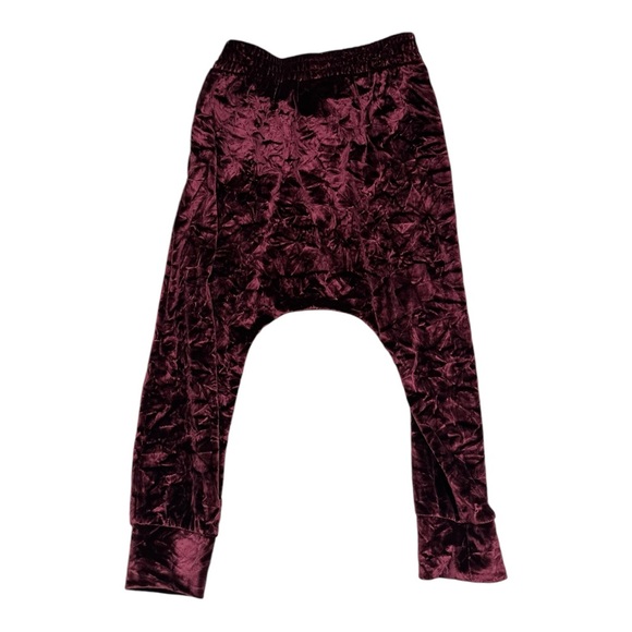 Afton Street Burgundy Velour Drop Crotch Joggers Crushed Velvet Toddler Girl 5T - Picture 3 of 5